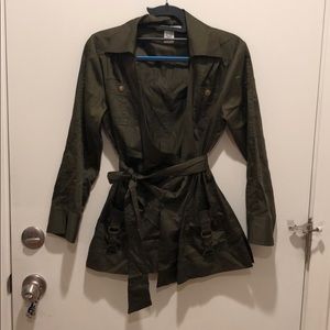 Olive/army green wrap top.